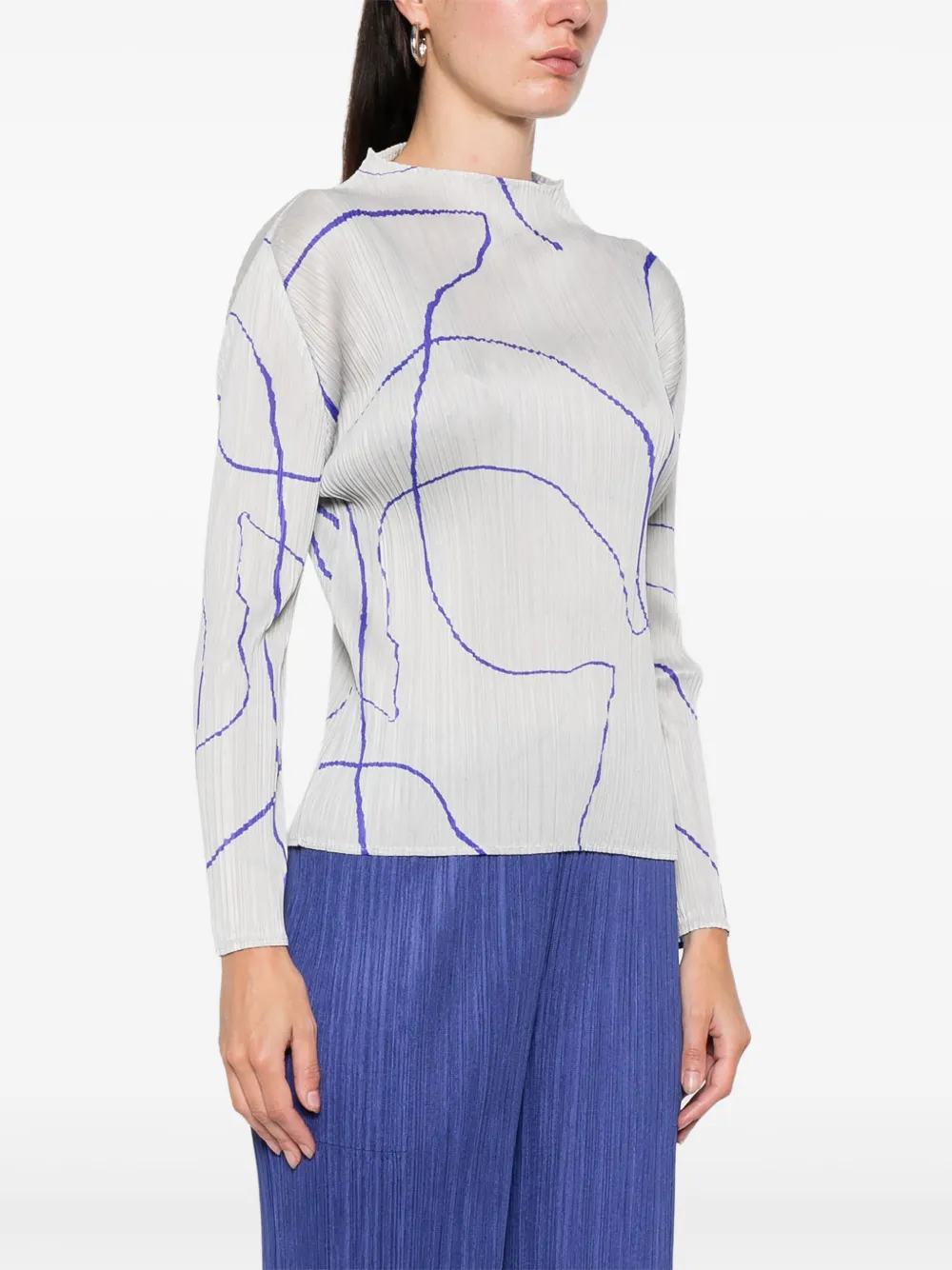 Issey Miyake Blouse met print Grijs