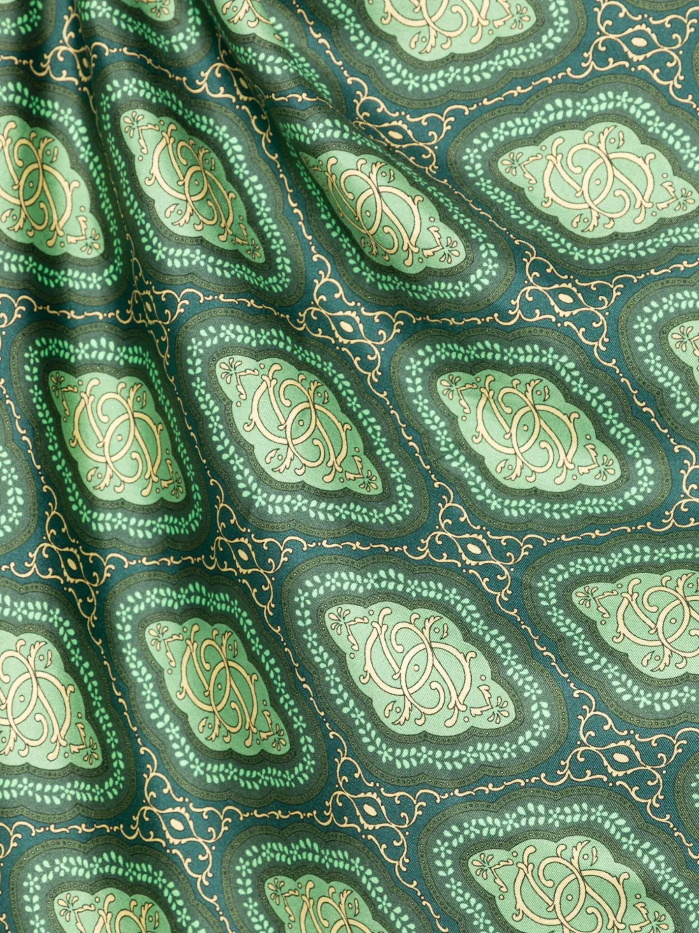 Drôle De Monsieur Le Foulard Médallion Patterned Scarf In Green