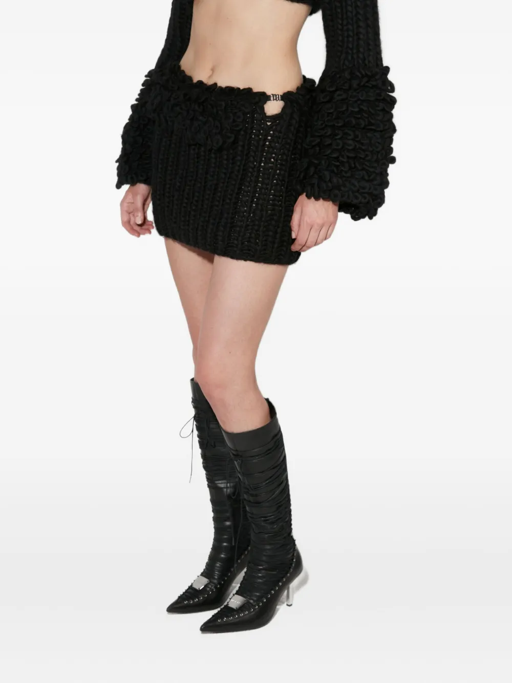 MISBHV Gebreide hardware mini-rok met logo Zwart