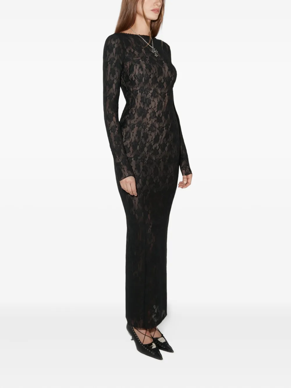 Misbhv Lace Flower Maxi Dress In Black