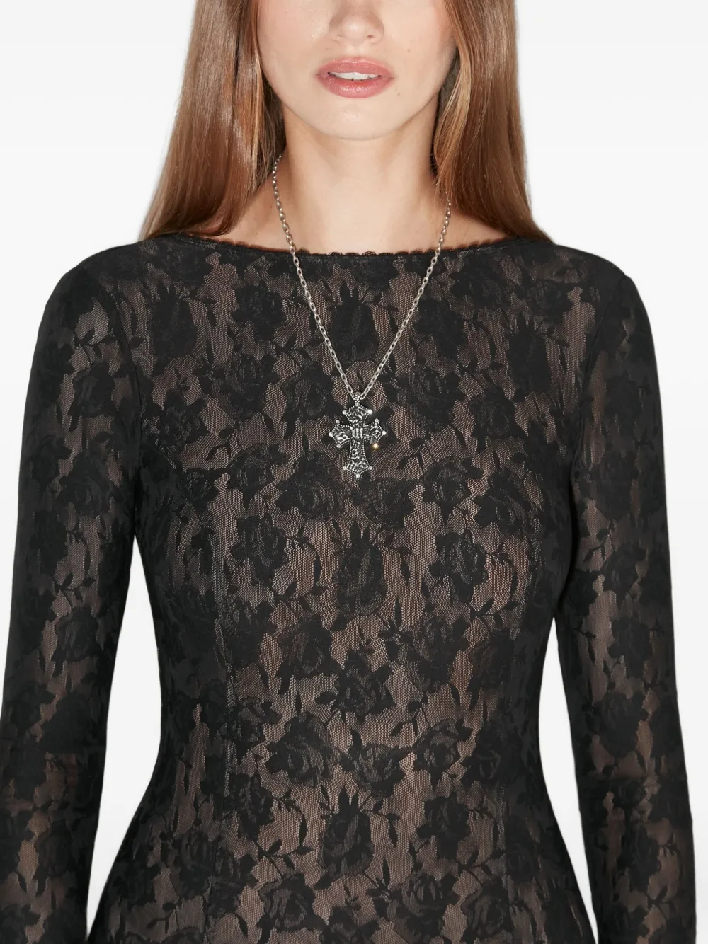 Misbhv Lace Flower Maxi Dress In Black