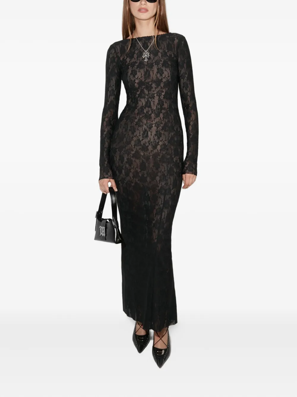 Misbhv Lace Flower Maxi Dress In Black