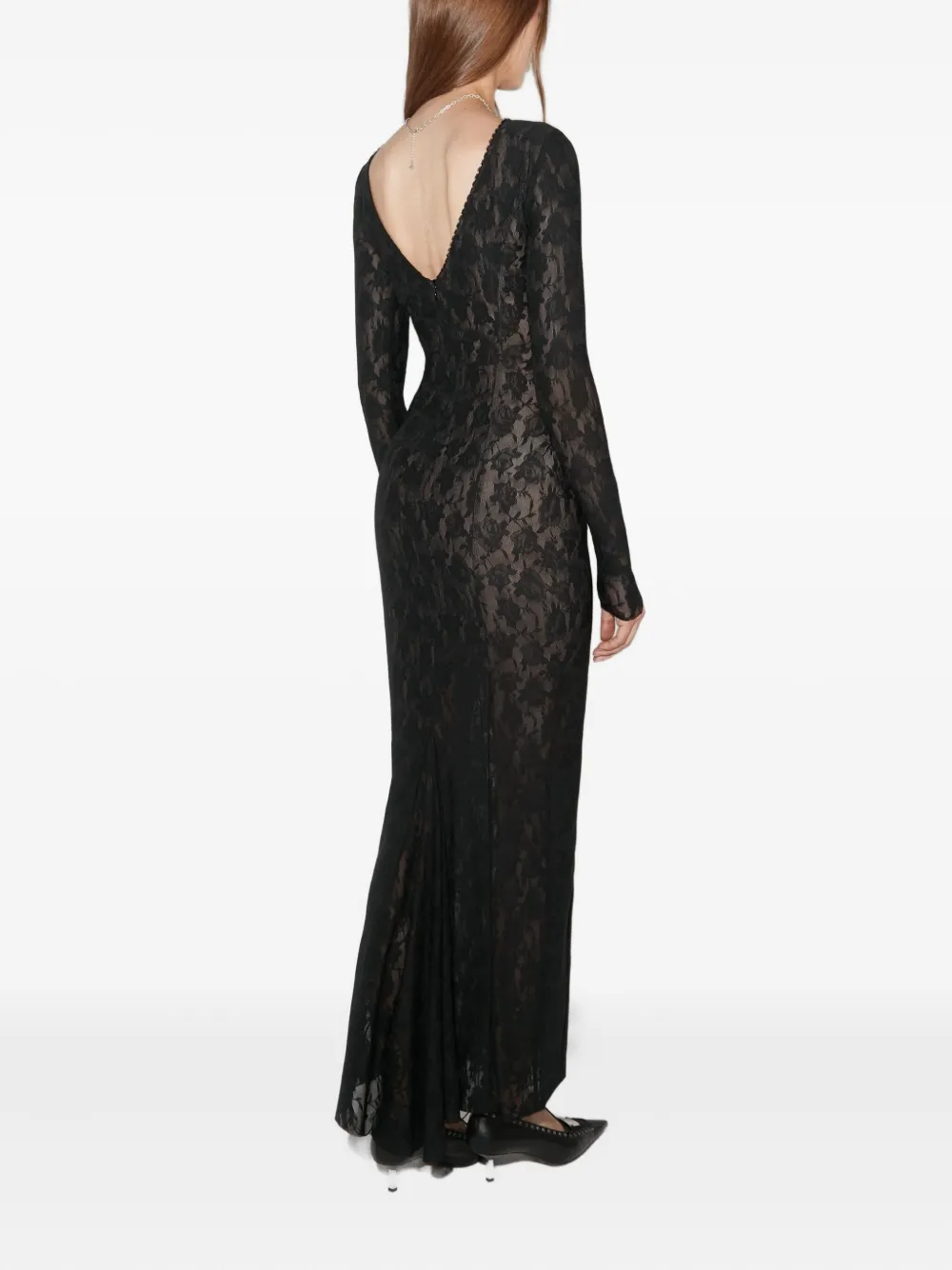 Misbhv Lace Flower Maxi Dress In Black
