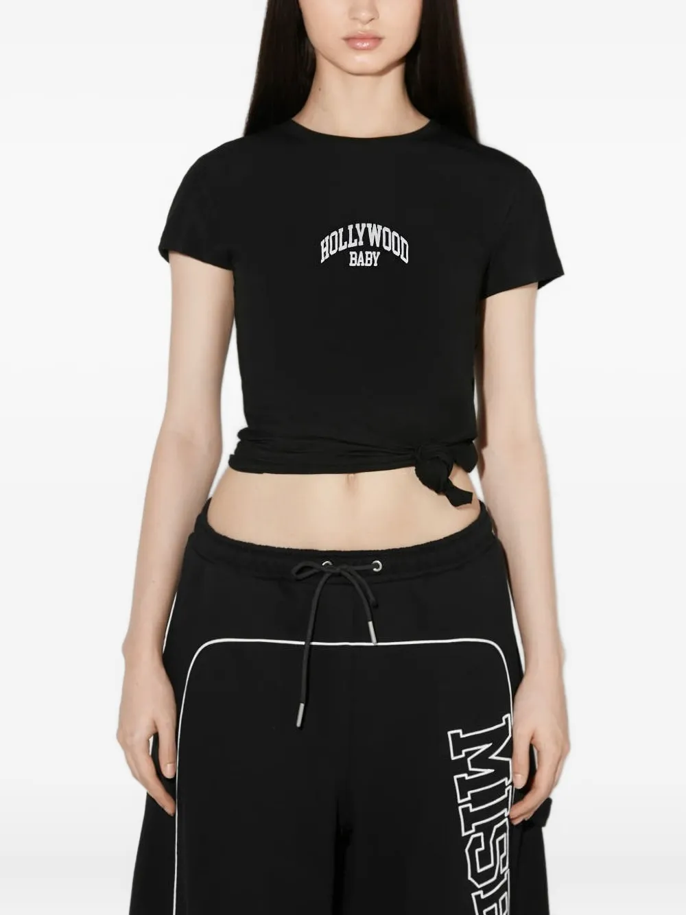 Misbhv Knot-detailed T-shirt In Black