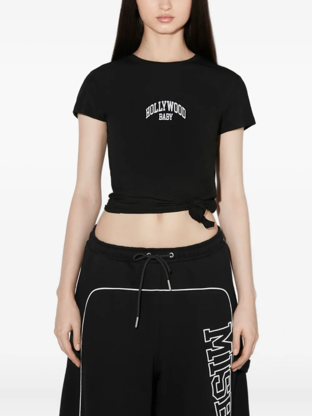 Misbhv Knot-detailed T-shirt In Black