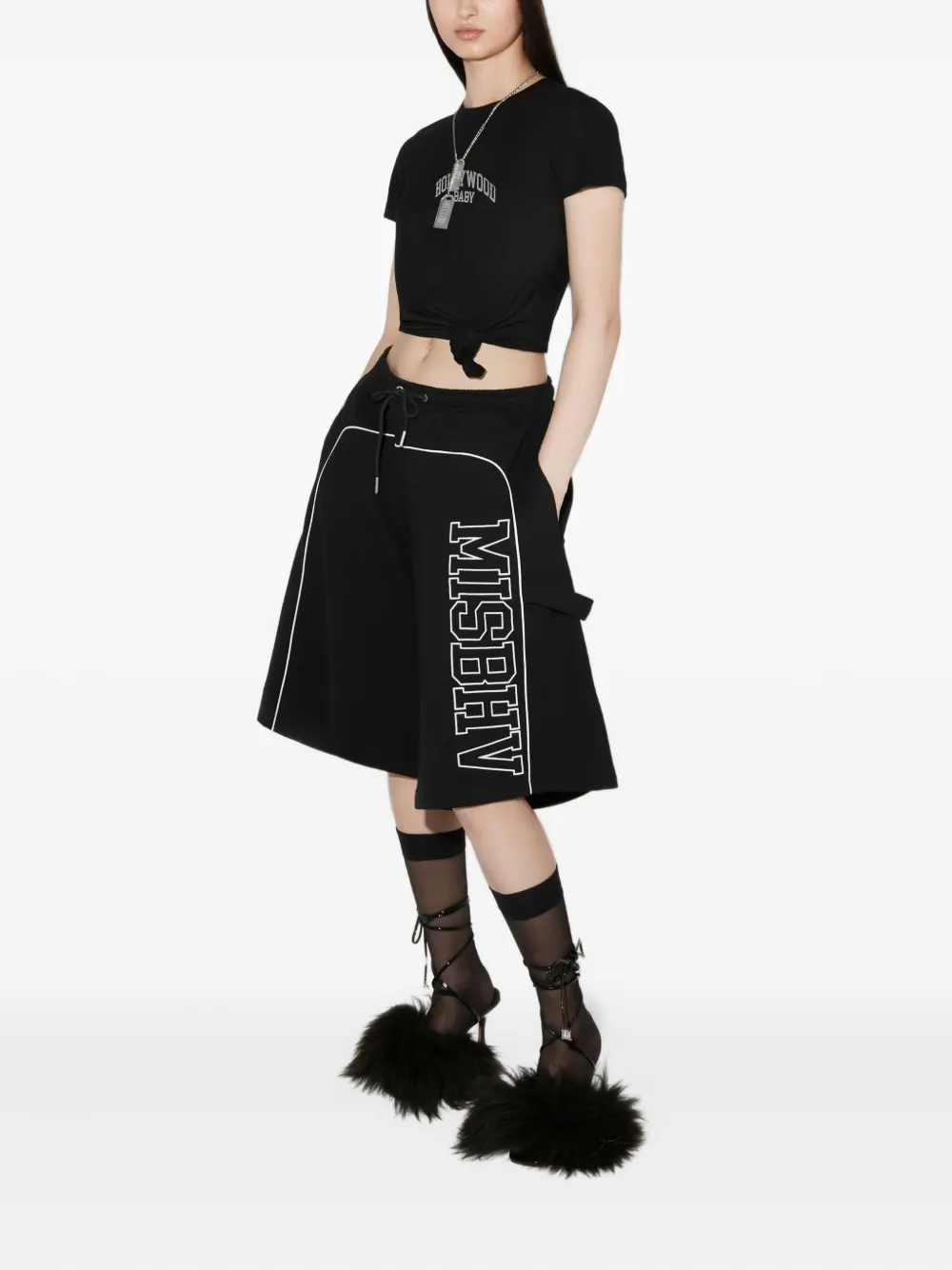 Misbhv Knot-detailed T-shirt In Black