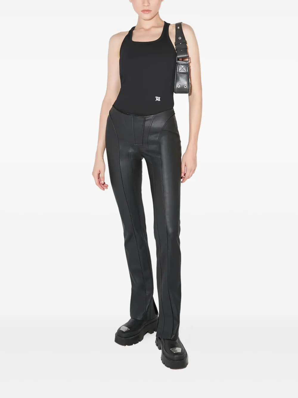 MISBHV leather-effect flared trousers | Black | Image 1