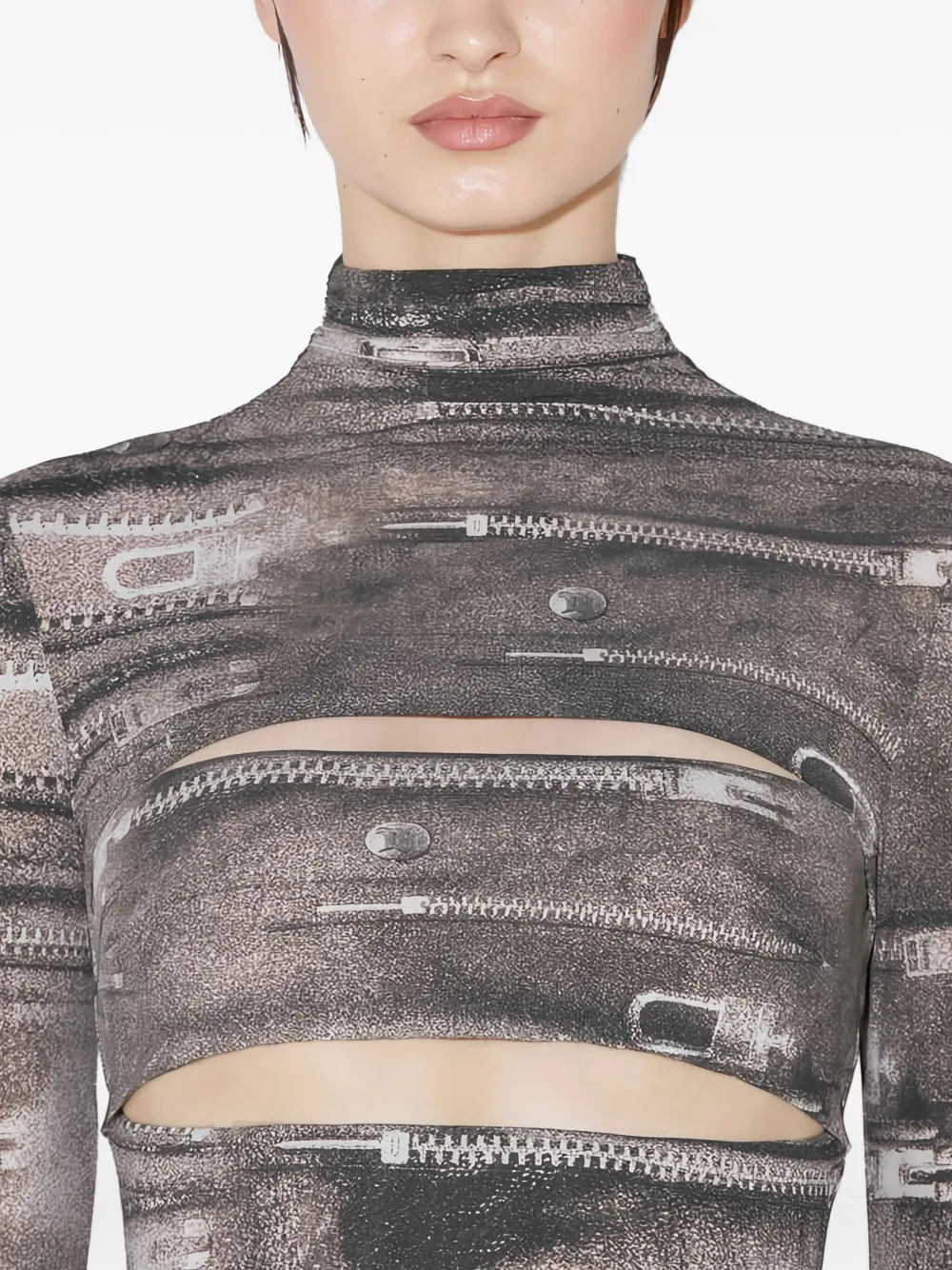 Misbhv Zipper-print Top In Gray