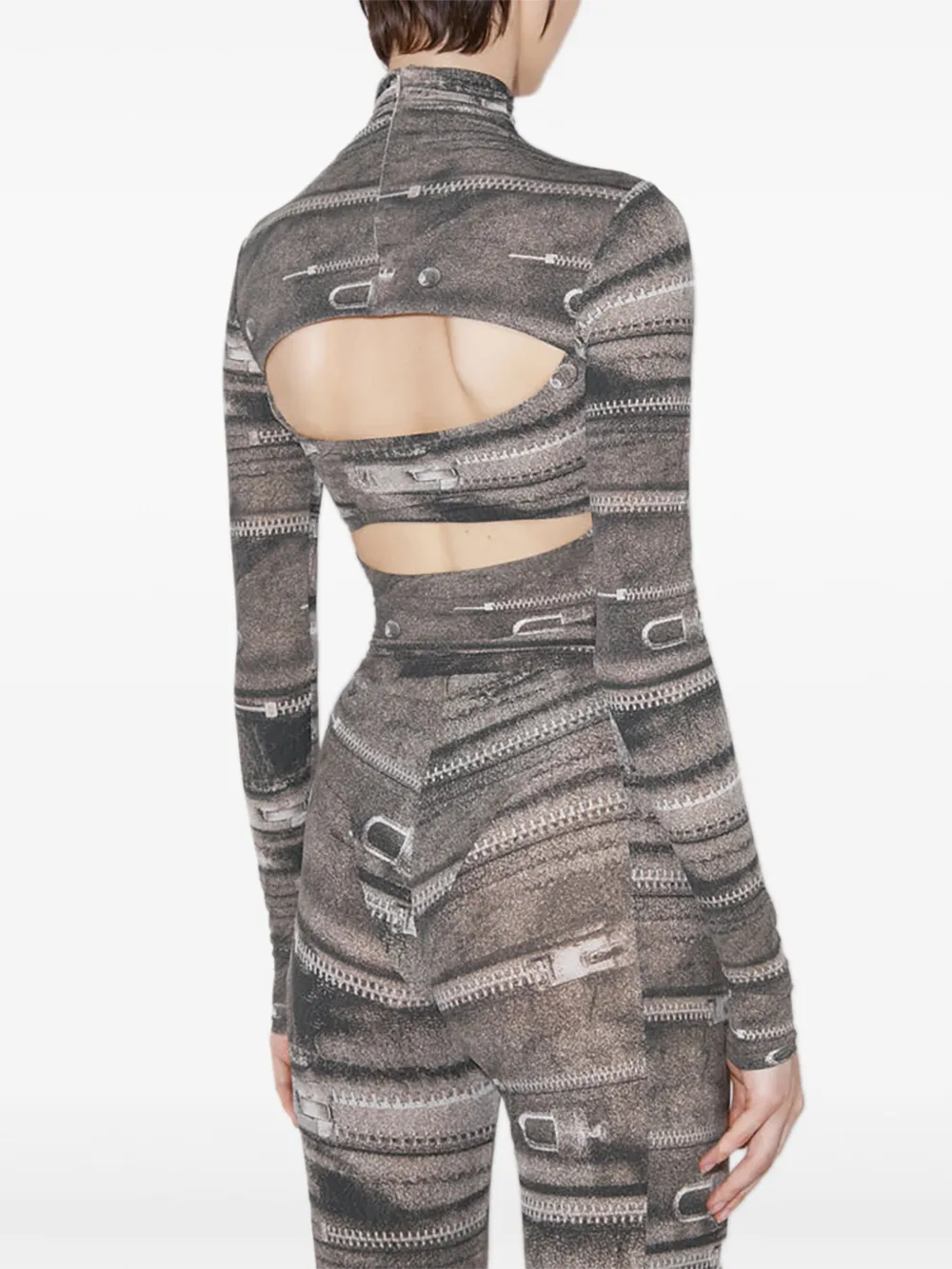 Misbhv Zipper-print Top In Gray