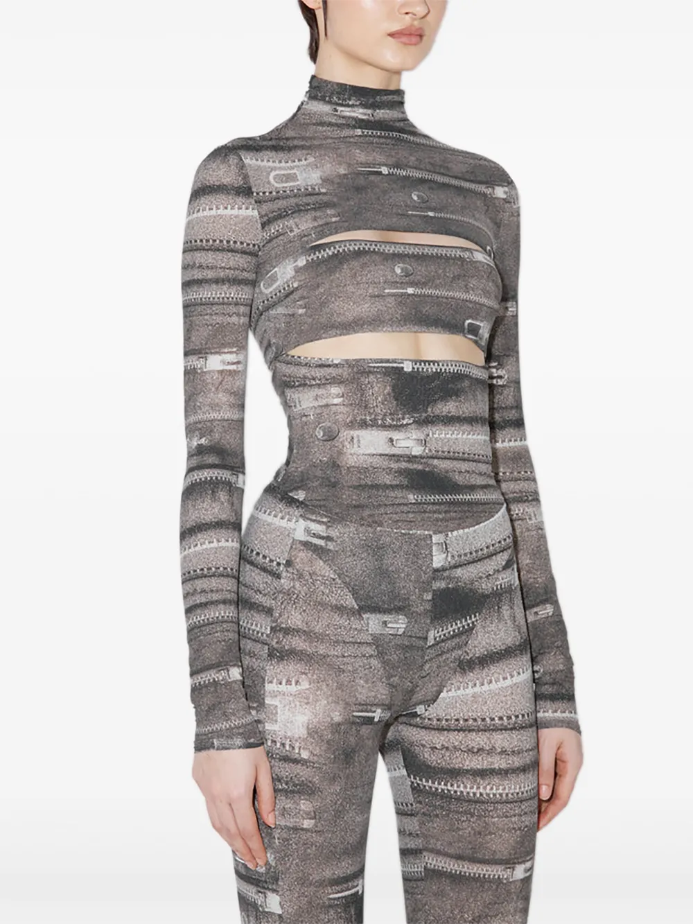 Misbhv Zipper-print Top In Gray
