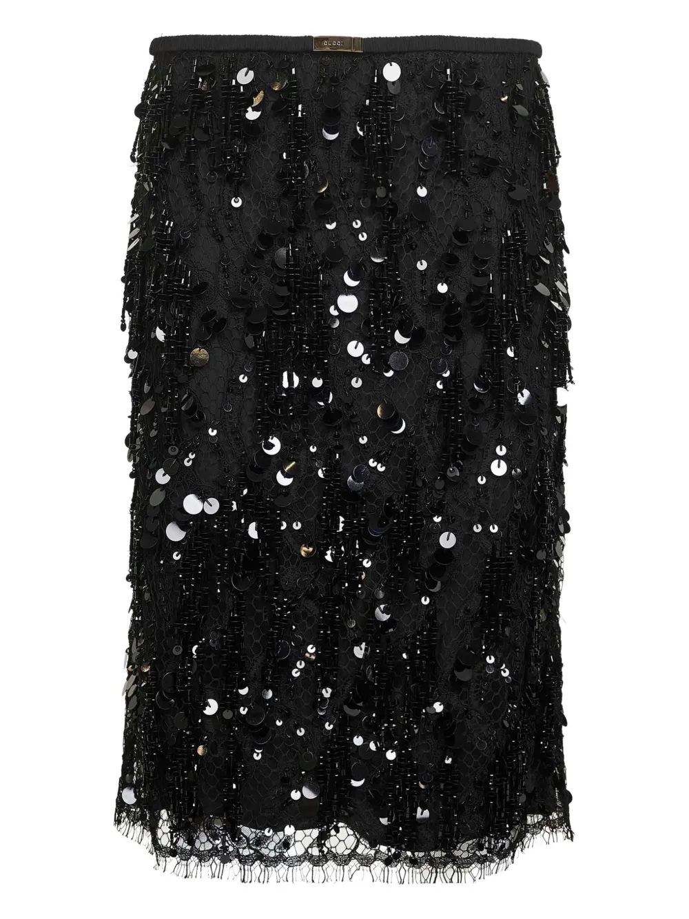 Gucci sequin-embroidered buckle midi skirt - Schwarz