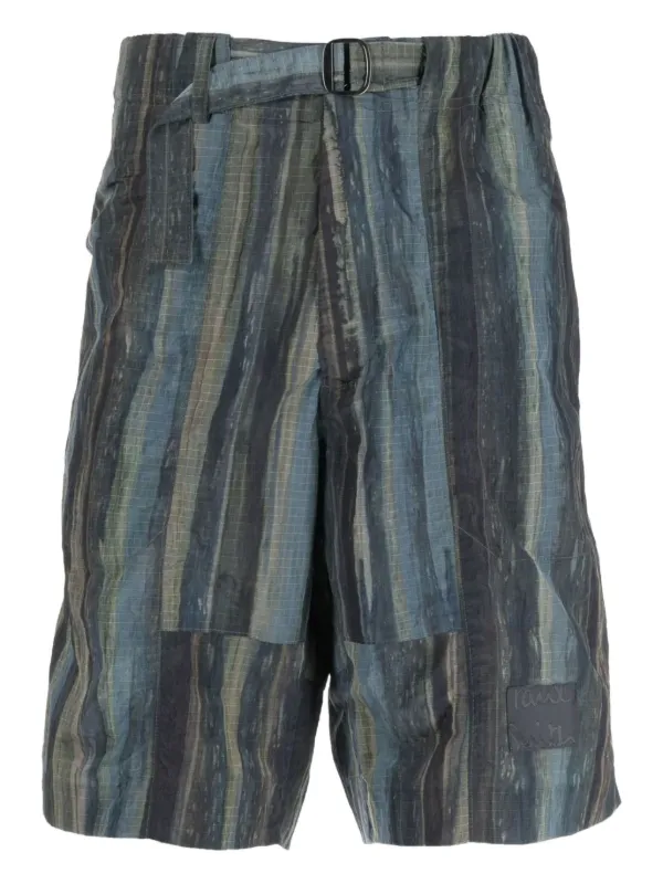 Paul Smith Belted Striped Shorts in Blue