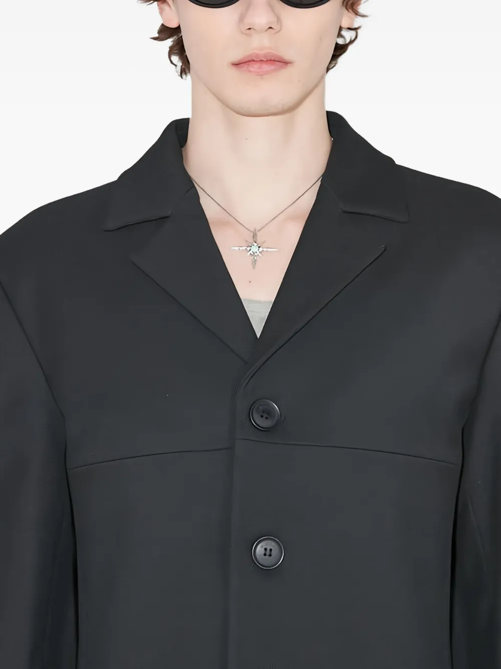 MISBHV Davide blazer met enkele rij knopen Zwart