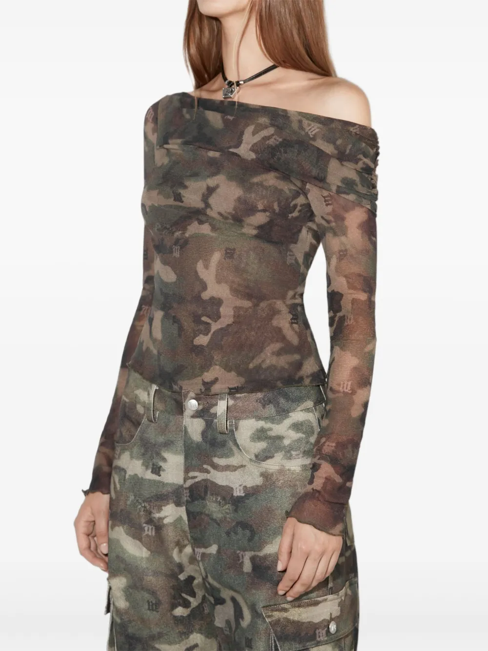 Misbhv Asymmetric Mesh Longsleeve In Green