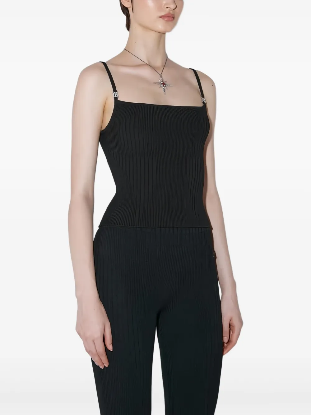 MISBHV Gebreide top met spaghettibandjes en logo Zwart