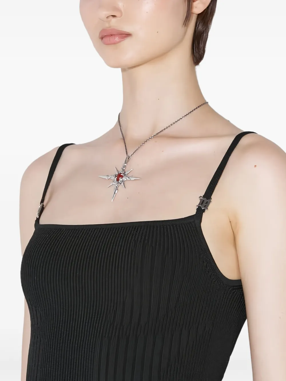 MISBHV Gebreide top met spaghettibandjes en logo Zwart