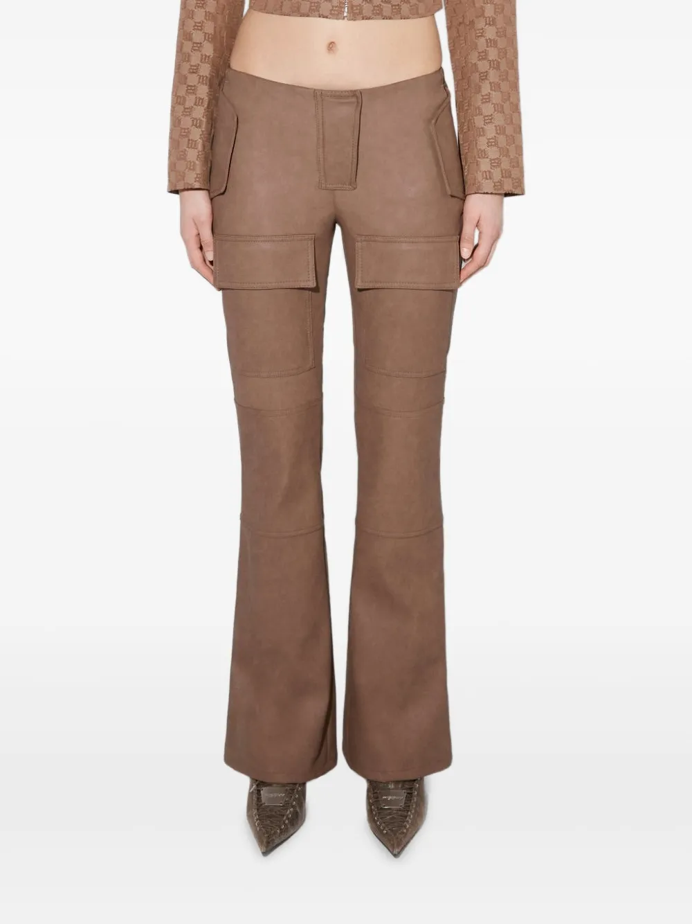 MISBHV pantalones bootcut de piel artificial | marrón | Image 1