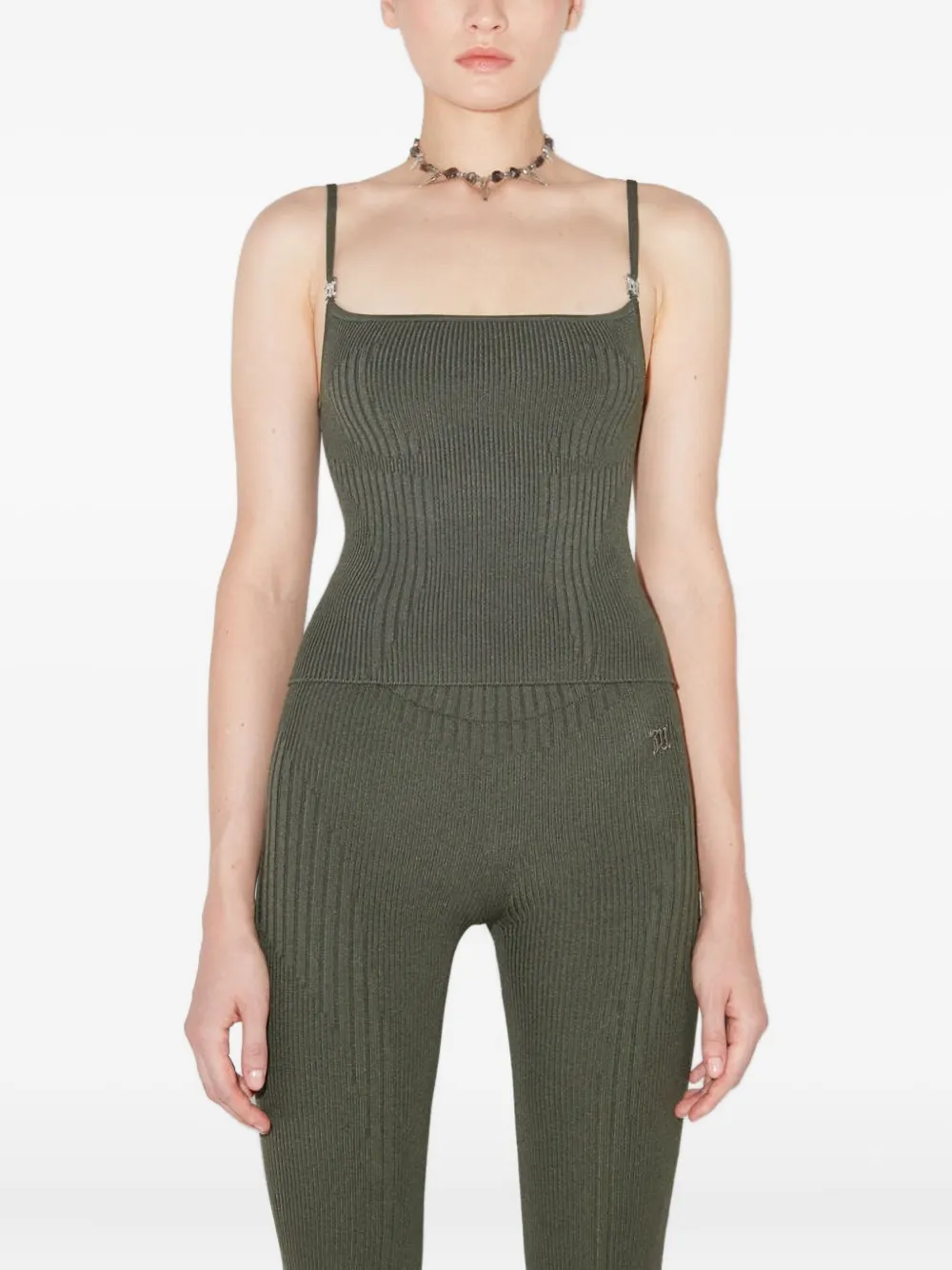 Misbhv Ribbed-knit Tank Top In Green