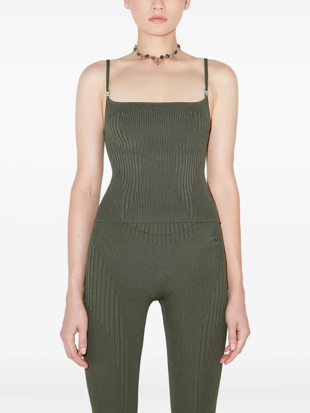 Misbhv Ribbed-knit Tank Top In Green