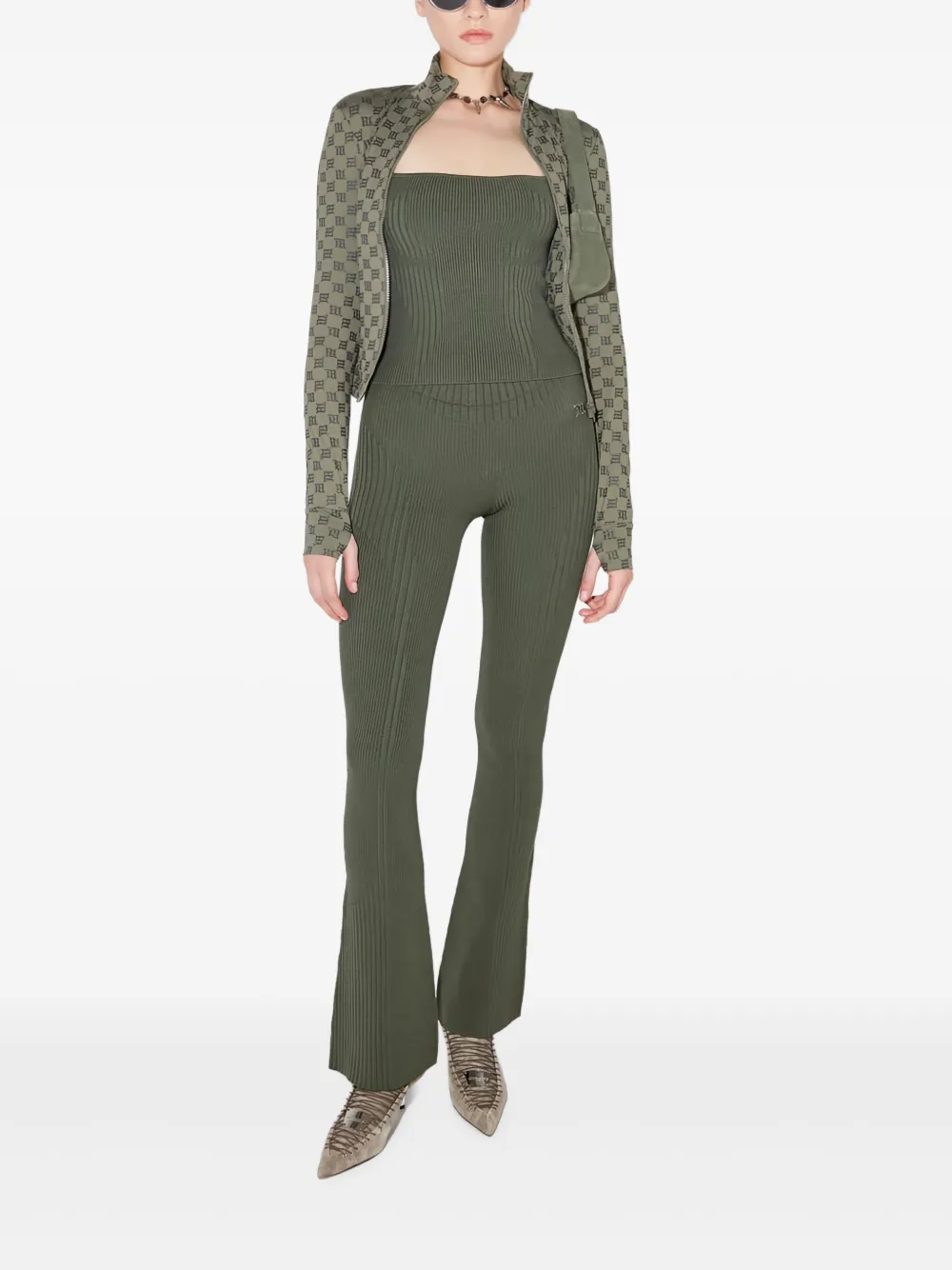 Misbhv Ribbed-knit Tank Top In Green