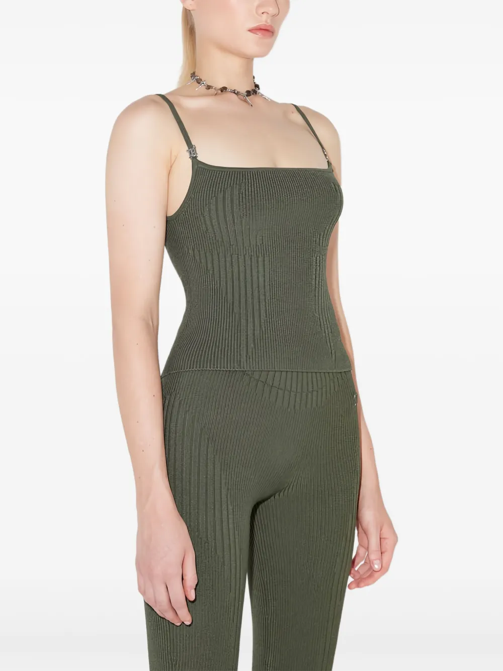 Misbhv Ribbed-knit Tank Top In Green