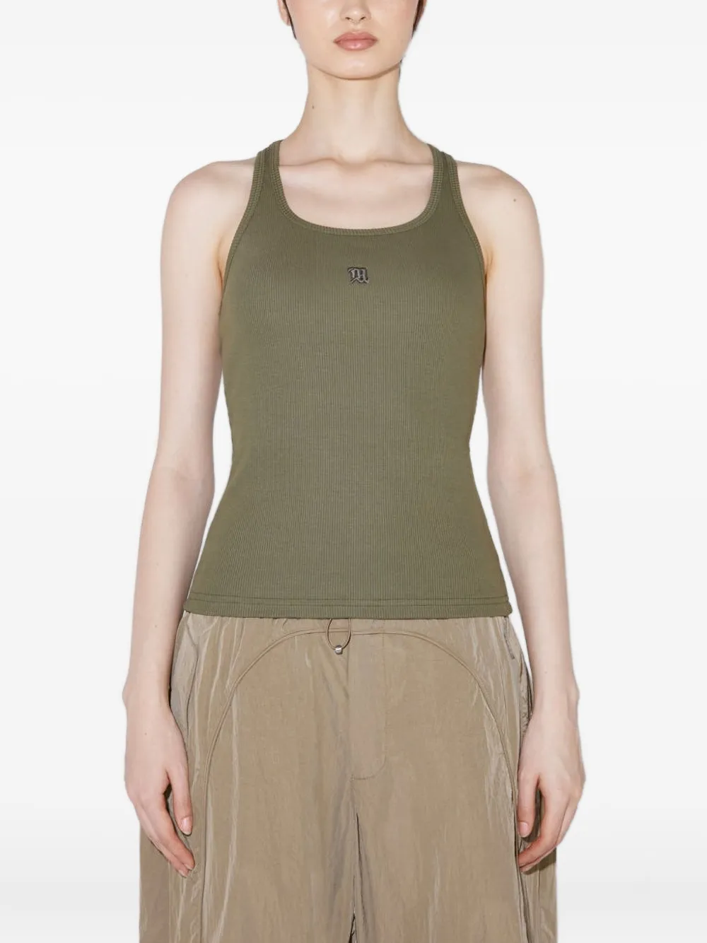 MISBHV Canotta con scollo ampio e logo - Verde