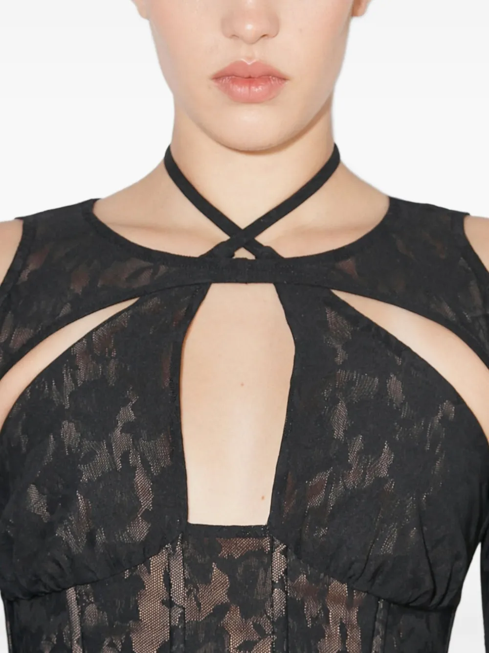 MISBHV Cropped top met bloemenkant Zwart