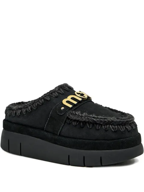 Mou Bounce welt logo-plaque mules