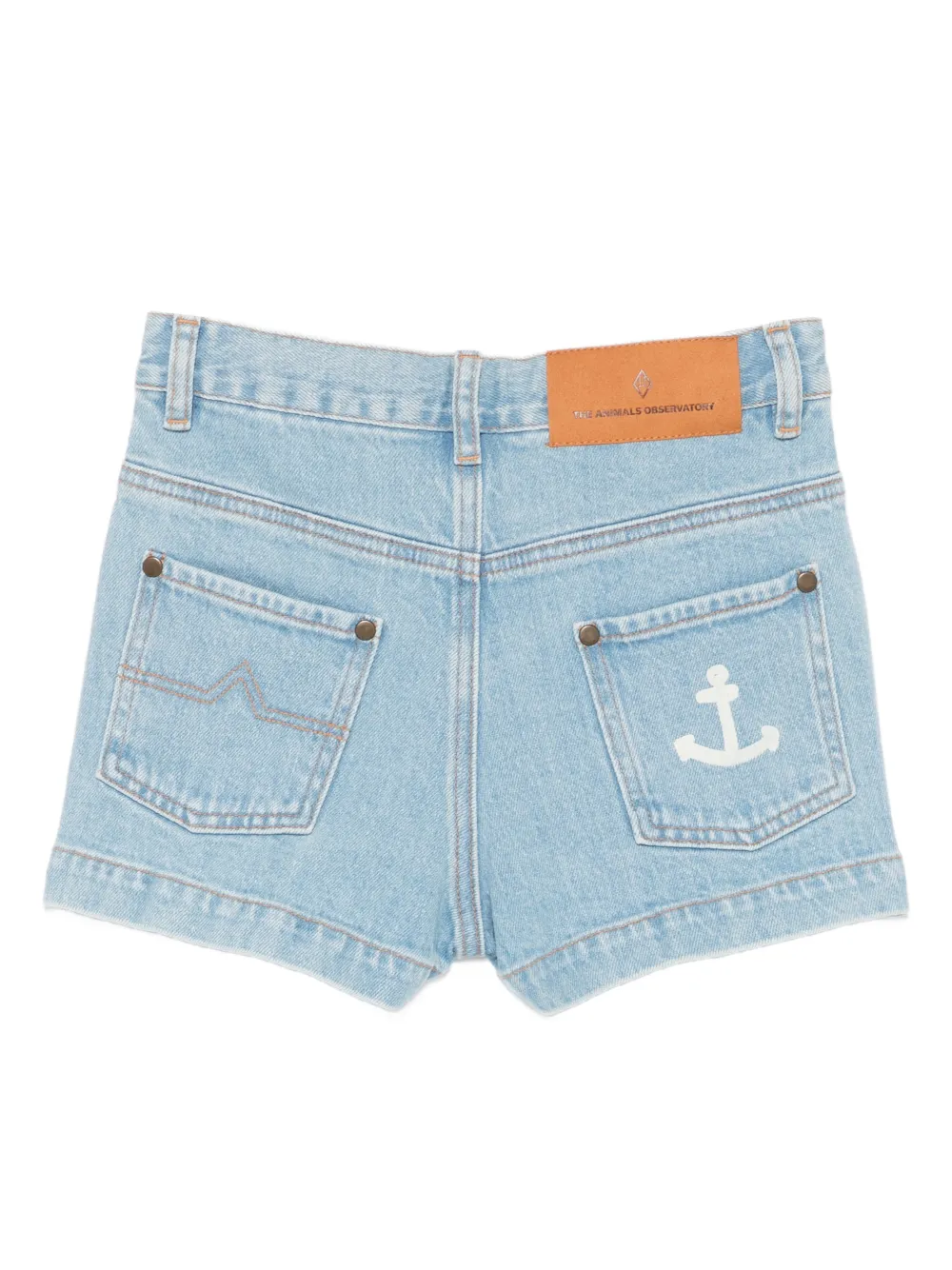 The Animals Observatory Pig denim shorts met ankerprint Blauw
