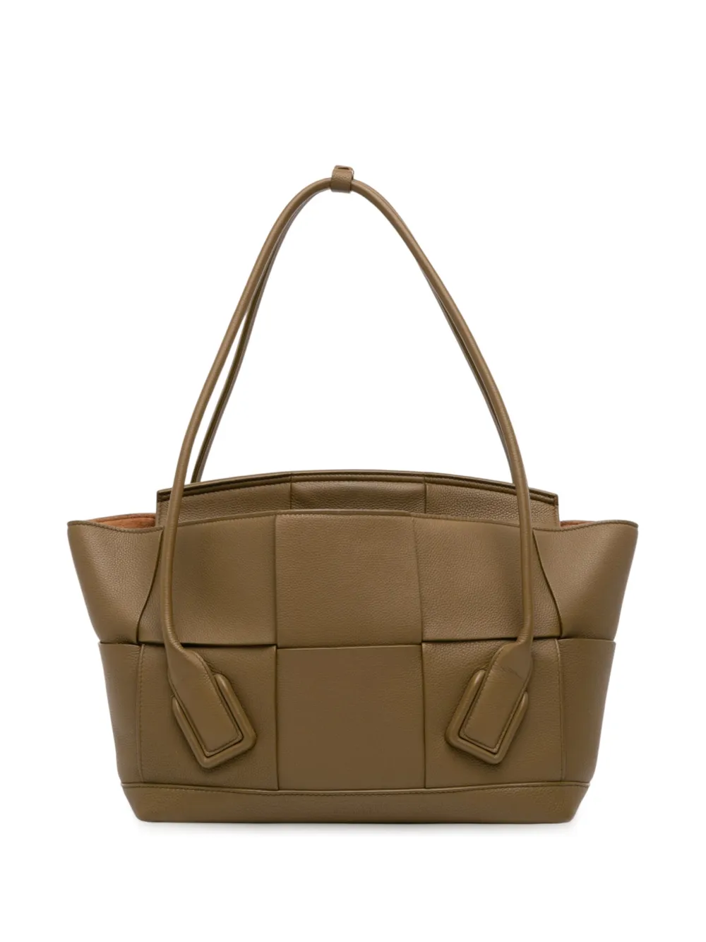 Pre-owned Bottega Veneta 2012-2025 Medium Grained Calfskin Maxi Intrecciato Arco Bag Tote Bag In Brown