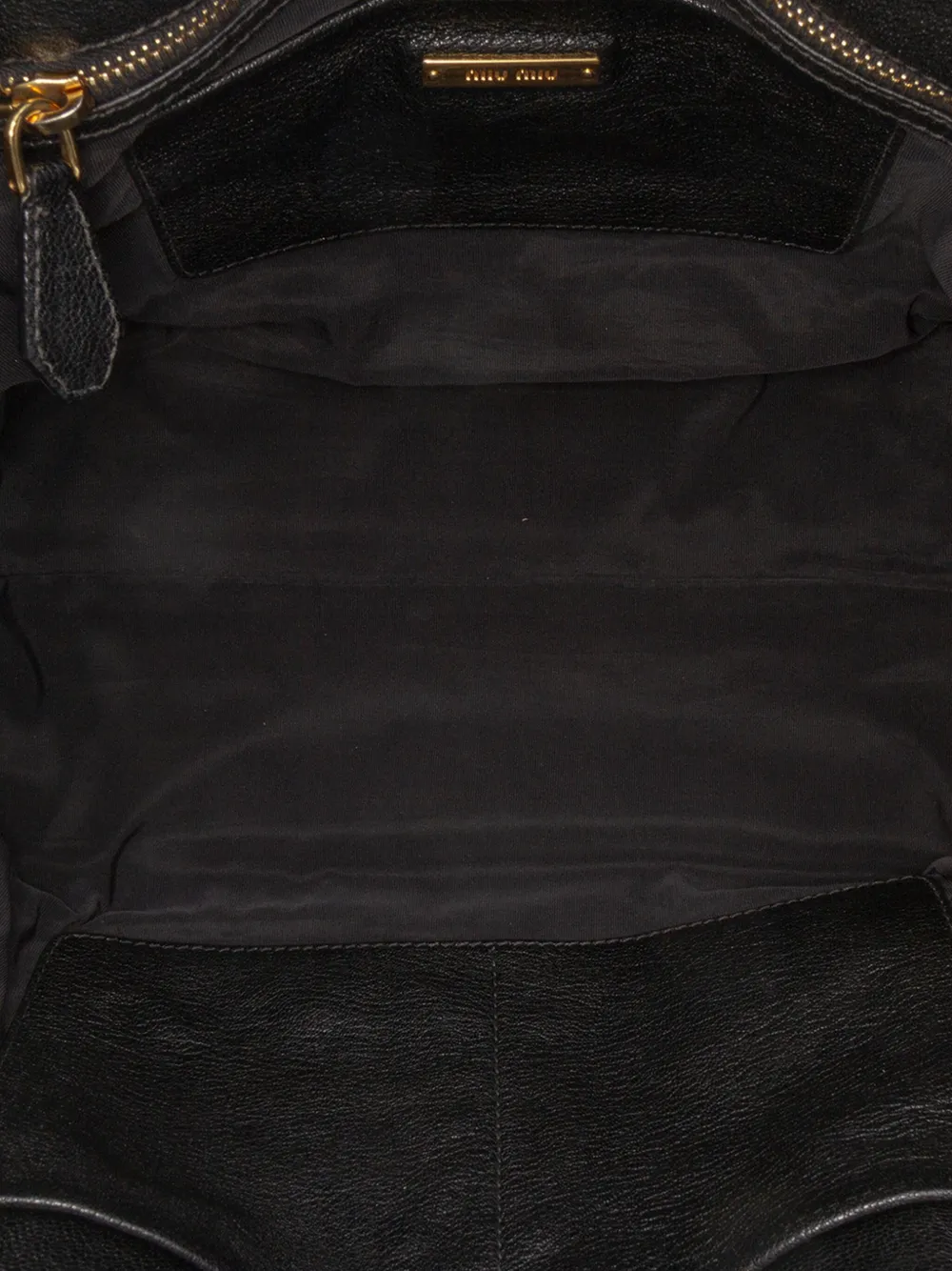 Pre-owned Miu Miu 2010-2025 Goatskin Madras Zip Satchel In Black