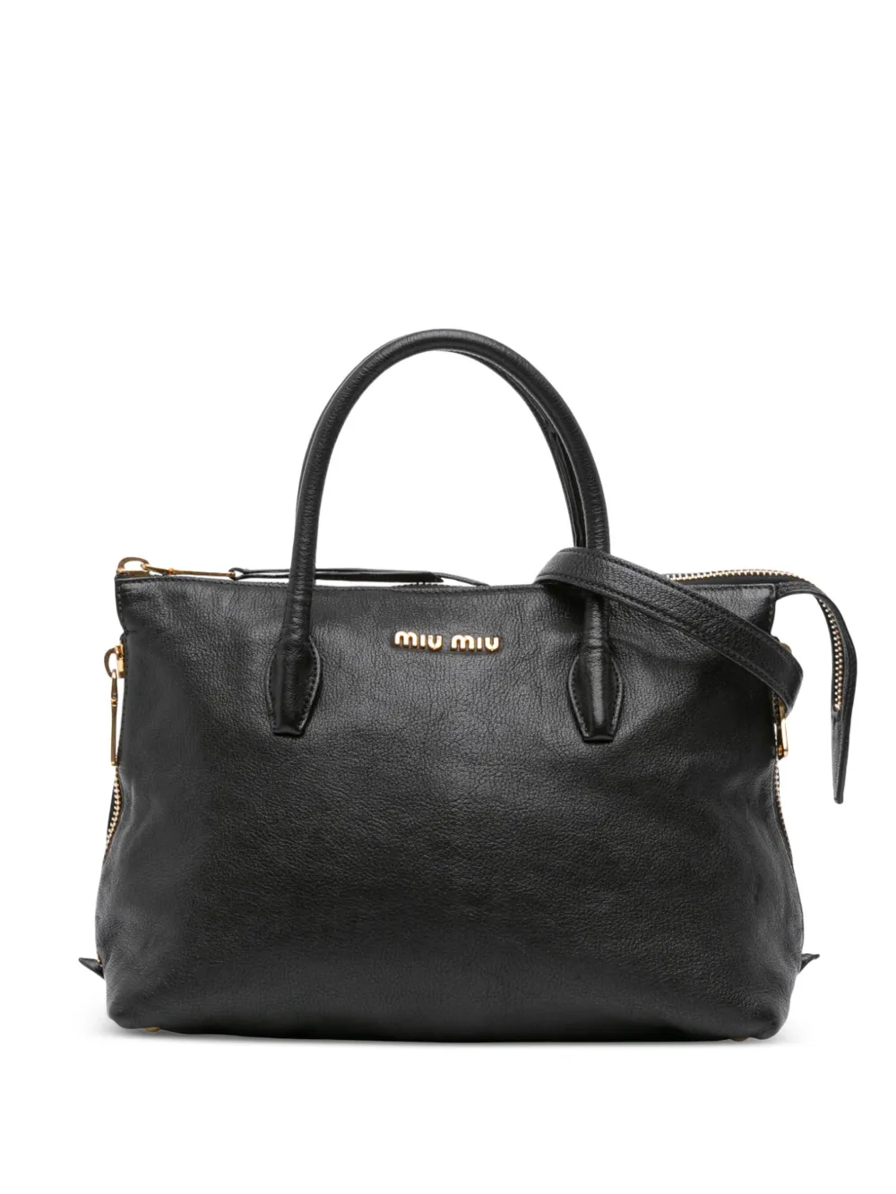 Miu Miu Pre-Owned Borsa a tracolla Madras in pelle di capra con zip 2010-2025 | nero | Image 1