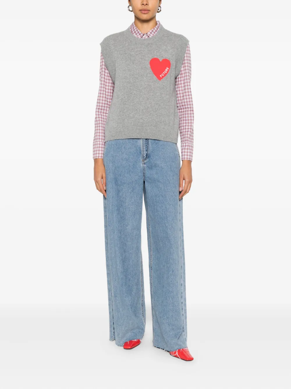 From Future Heart-motif Sleeveless Vest In Gray