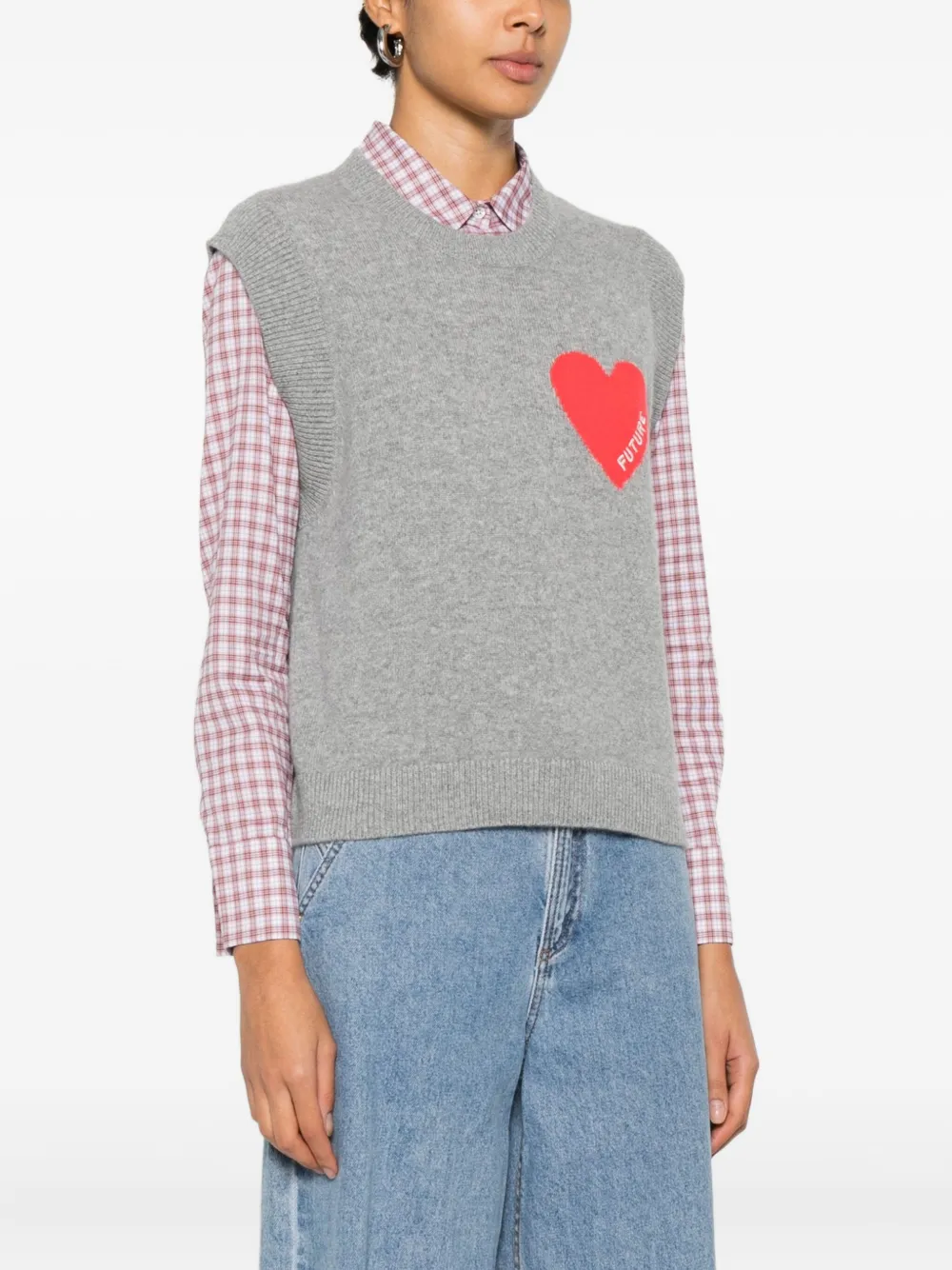 From Future Heart-motif Sleeveless Vest In Gray
