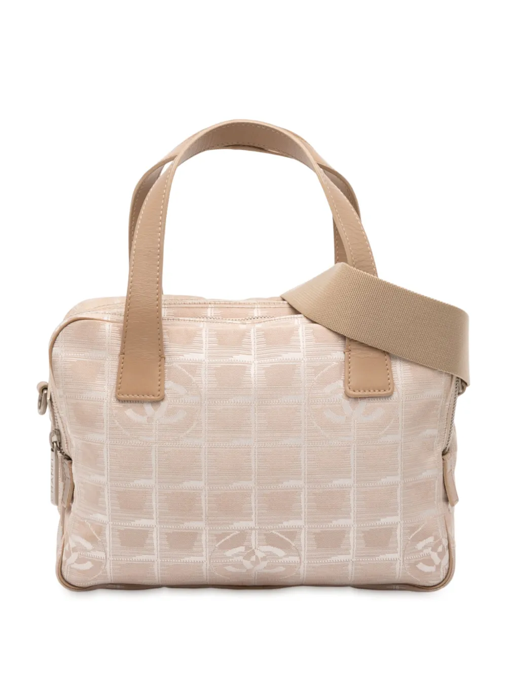 Pre-owned Chanel 2002-2003 New Travel Line Nylon Satchel In Brown