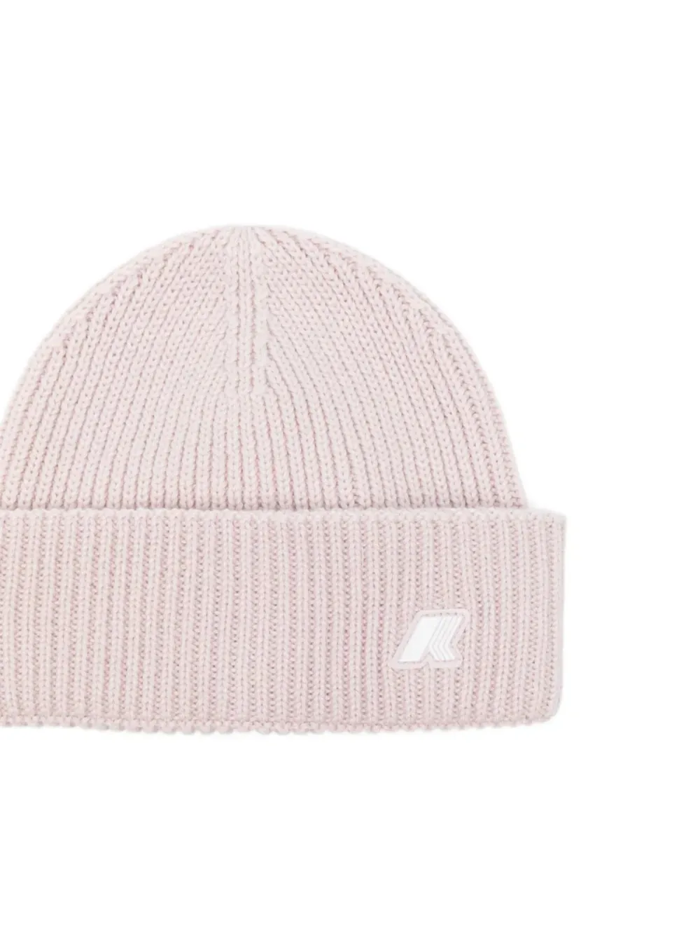 K Way Kids logo-patch ribbed beanie hat Paars