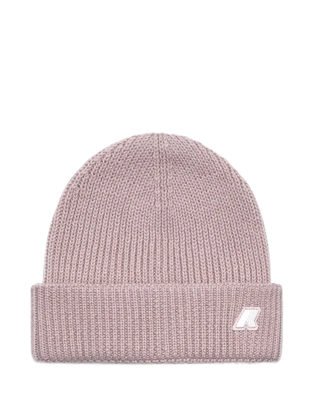 K Way Kids logo-patch ribbed beanie hat - Viola