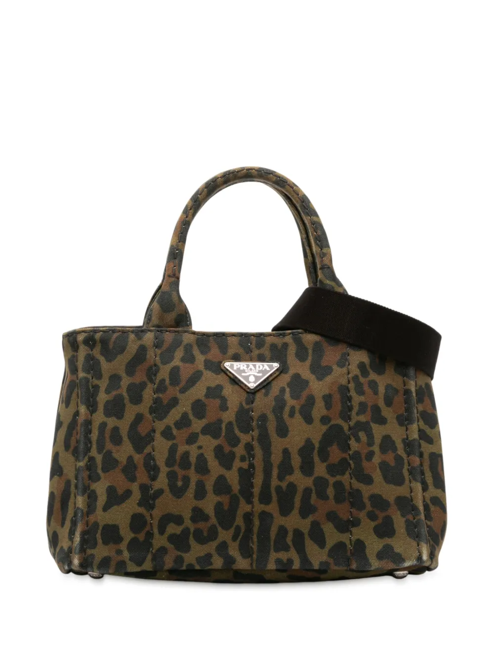 Prada Pre-Owned 2013-2025 Small Leopard Print Canvas Canapa satchel | Brown | Image 1