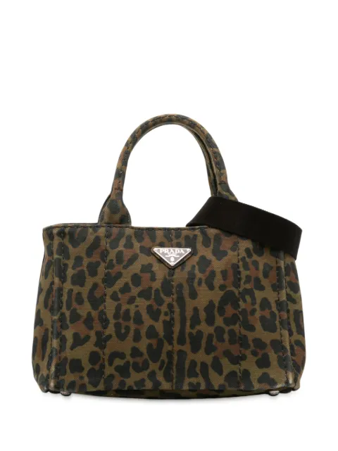 Prada Pre-Owned 2013-2025 Small Leopard Print Canvas Canapa satchel