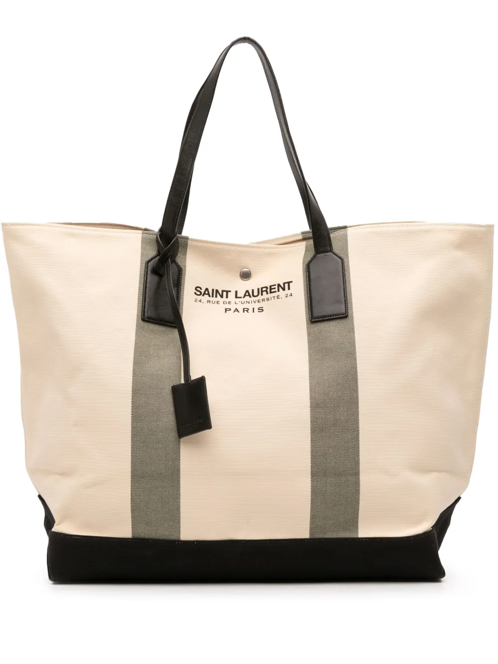 Pre-owned Saint Laurent 2015 Canvas East West Beach Shopping Tote Bag In Brown