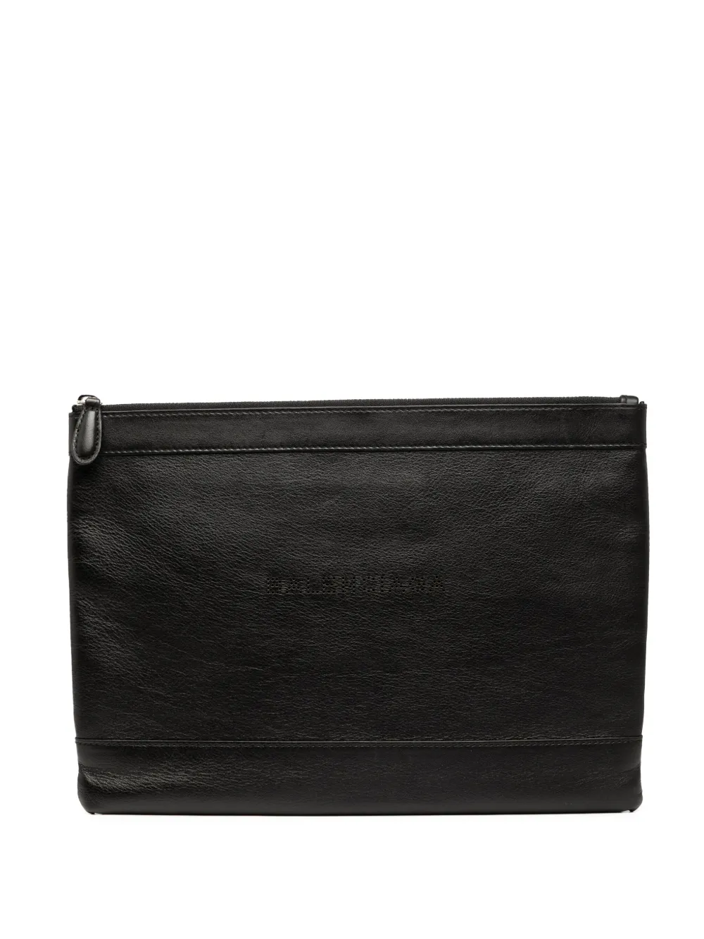 Pre-owned Balenciaga 2017 Leather Navy Clip M Clutch Bag In Black
