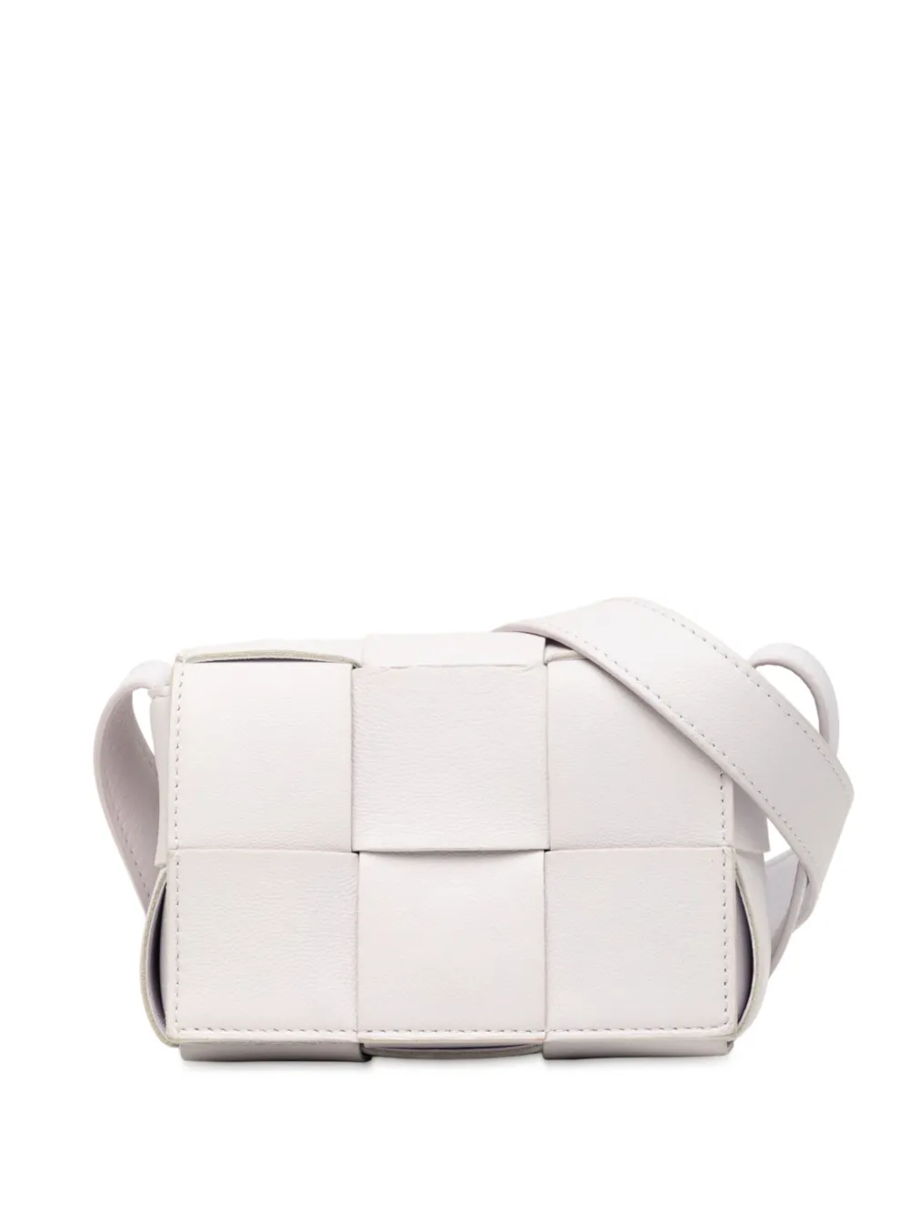 Pre-owned Bottega Veneta 2012-2025 Extra Mini Nappa Maxi Intrecciato Cassette Crossbody Bag In White