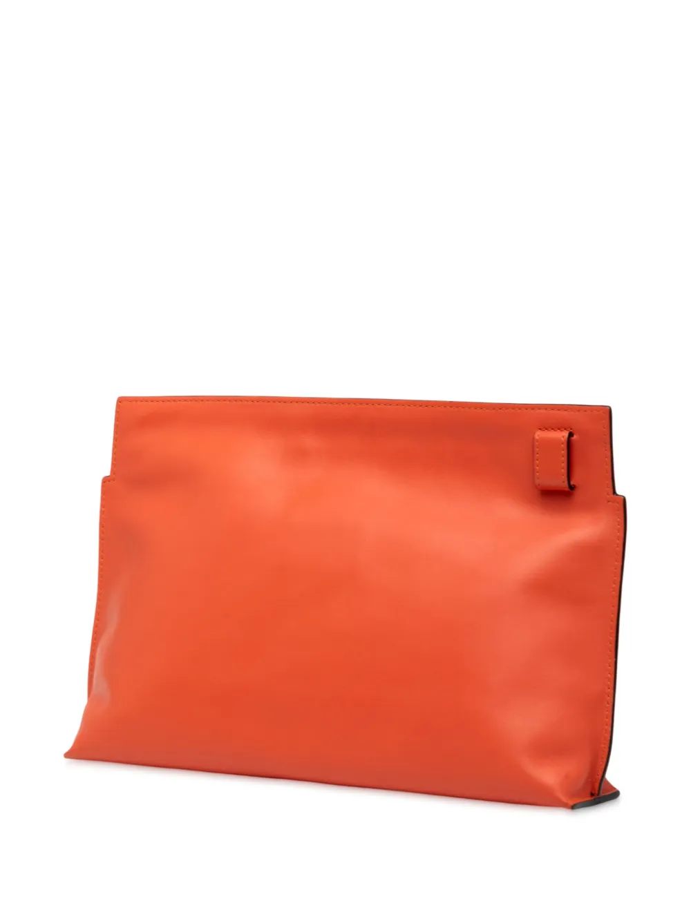 Pre-owned Loewe 2014 Mini Leather T Pouch Clutch Bag In Orange