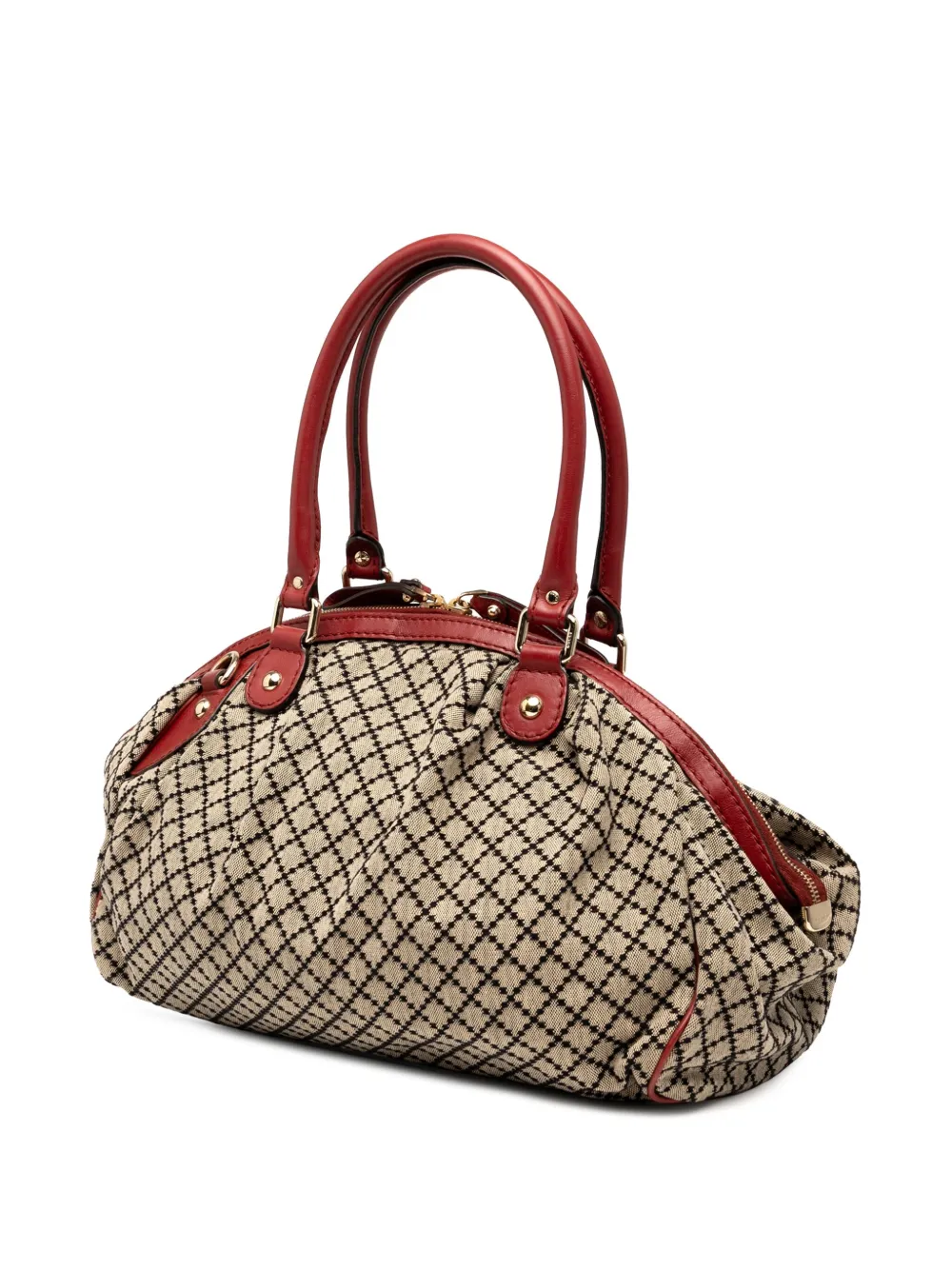 Pre-owned Gucci 2000-2015 Diamante Canvas Sukey Satchel In Brown
