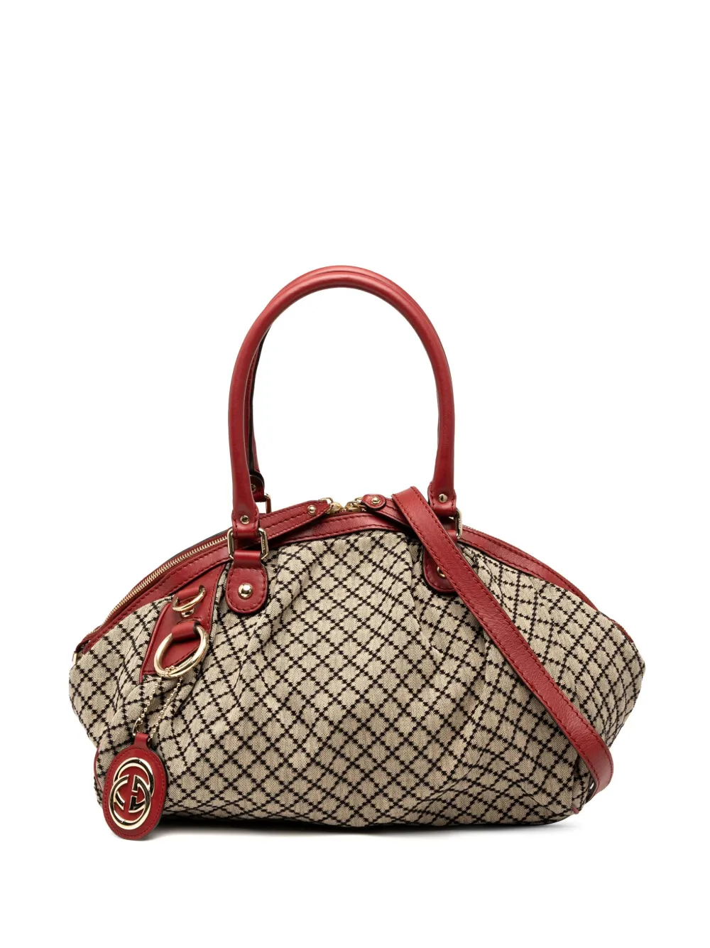 Pre-owned Gucci 2000-2015 Diamante Canvas Sukey Satchel In Brown