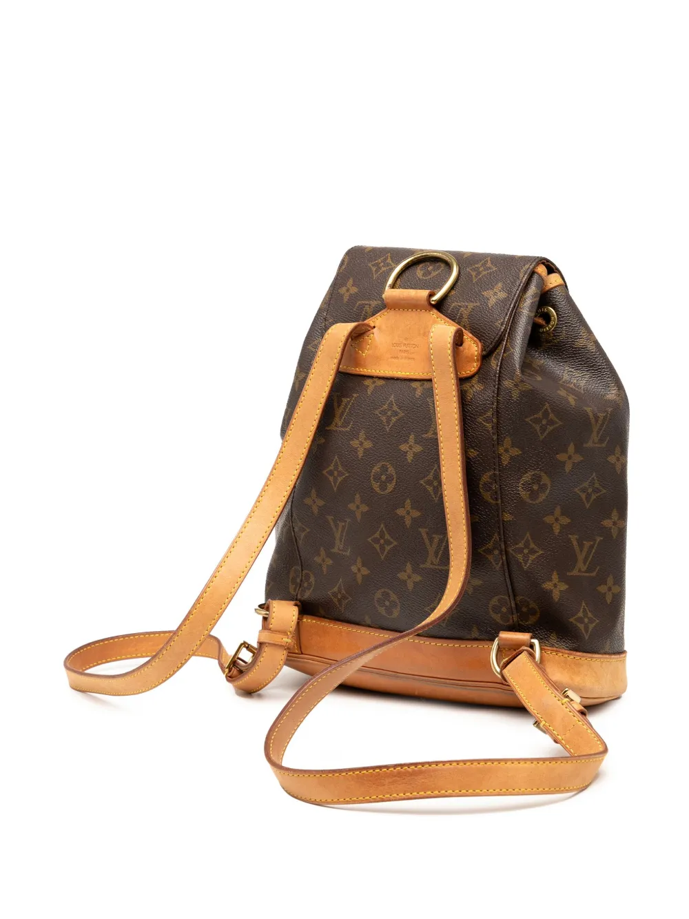 Pre-owned Louis Vuitton 2001 Monogram Montsouris Pm Backpack In Brown