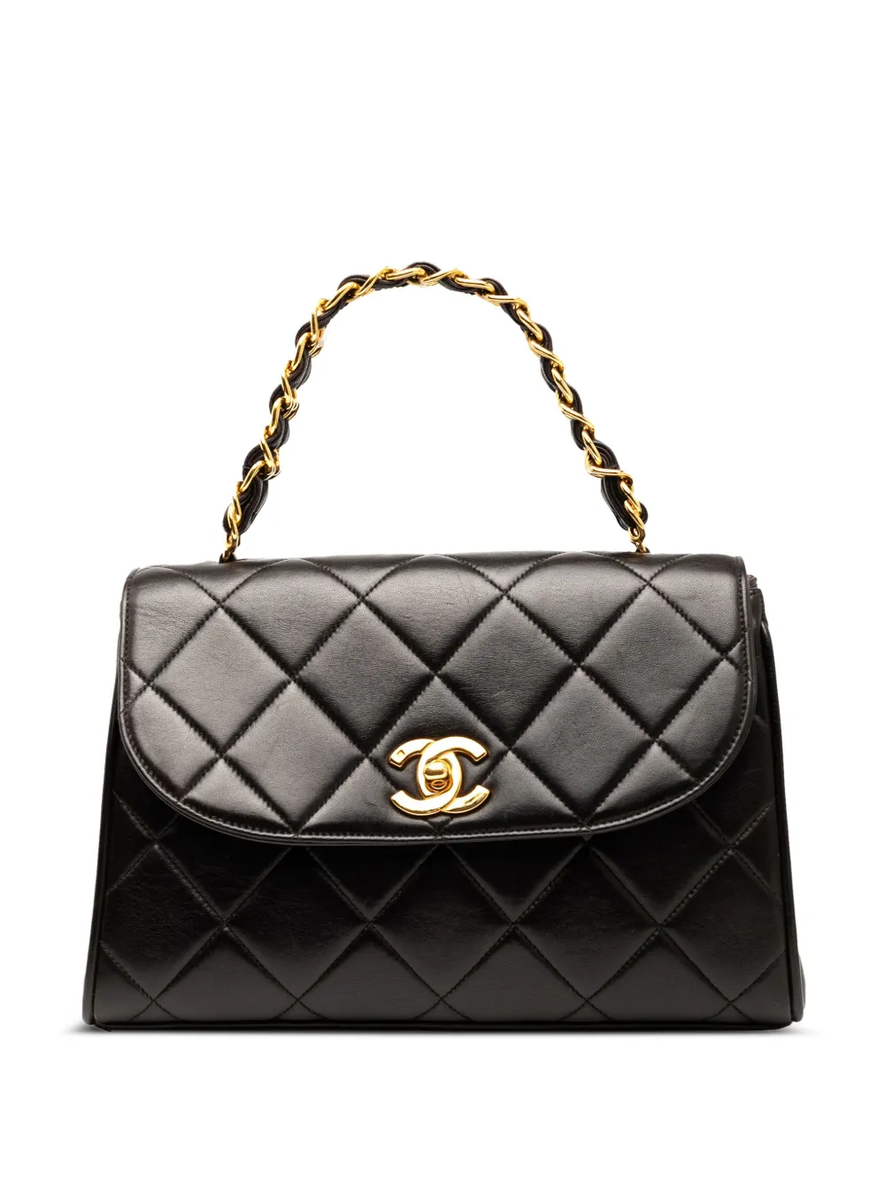 CHANEL Pre-Owned 1994-1996 ココマーク マトラッセ ラムスキン ハンドバッグ - ブラック CHANEL Pre-Owned 1994-1996 ココマーク マトラッセ ラムスキン ハンドバッグ - ブラック