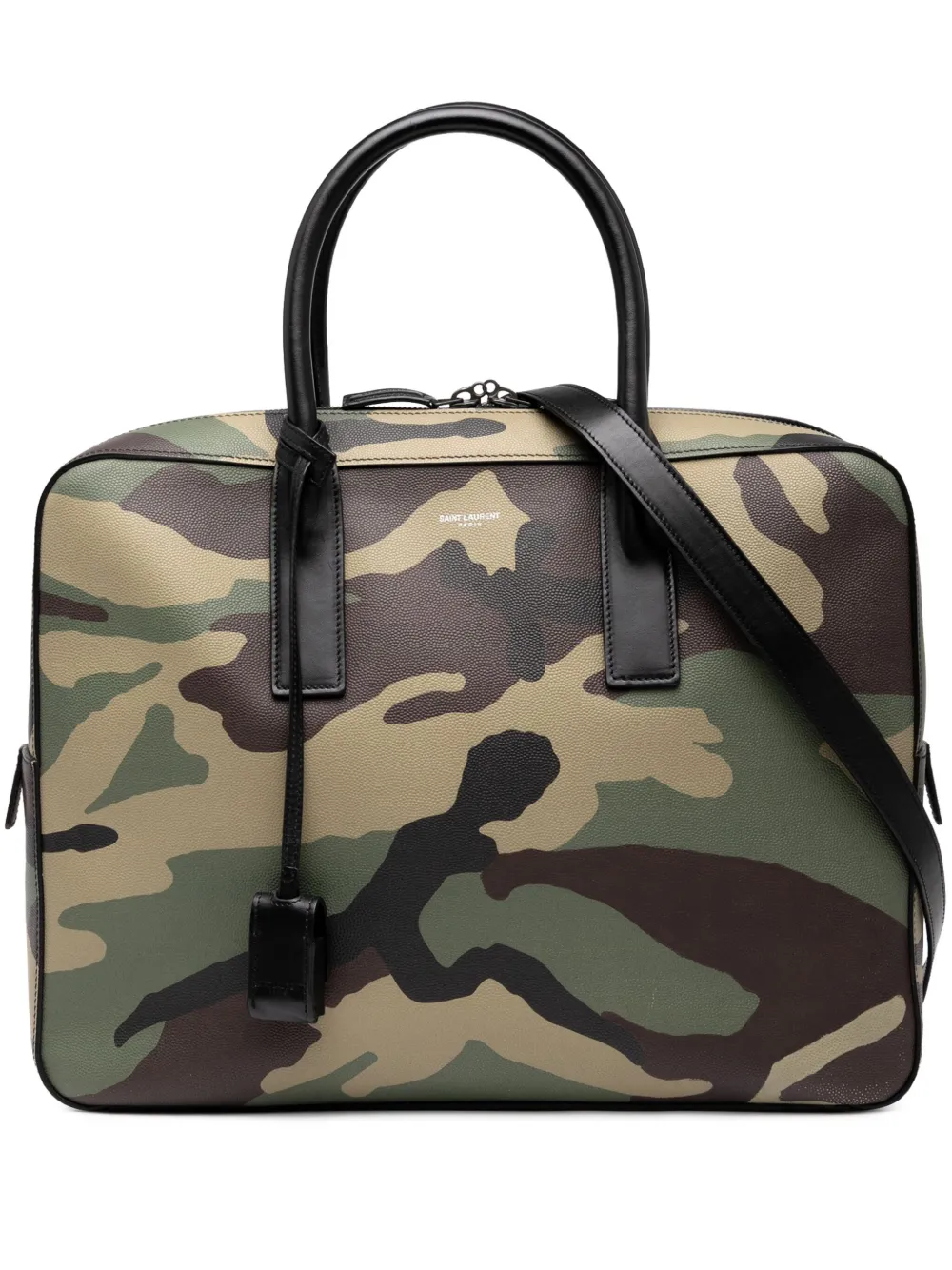 Saint Laurent Pre-Owned 2015 Small Grain de Poudre Camouflage Museum Briefcase business bag | Brown | Image 1