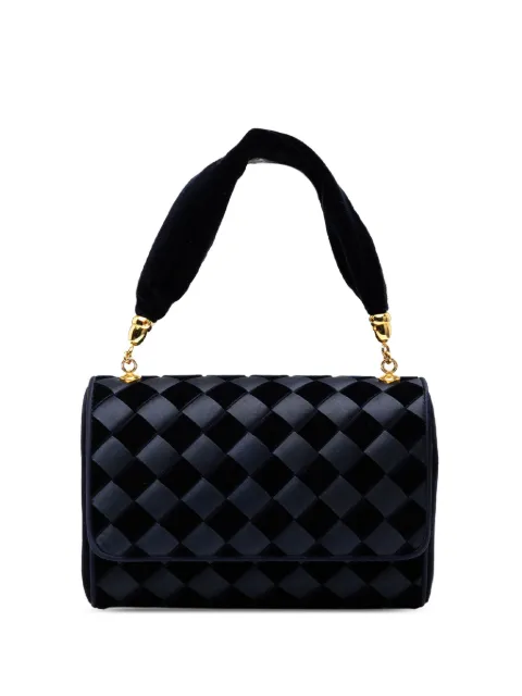 Bottega Veneta Pre-Owned bolsa de mano de terciopelo y satén con Intrecciato y asa superior del siglo XX