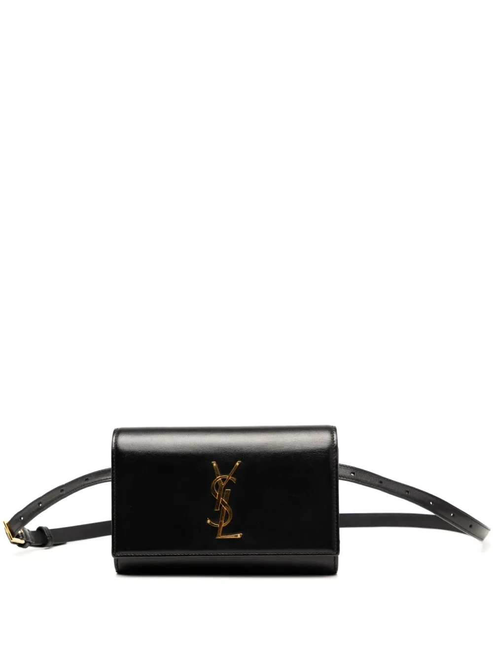 Pre-owned Saint Laurent 2018 Smooth Calfskin Monogram Kate Belt Bag In Black